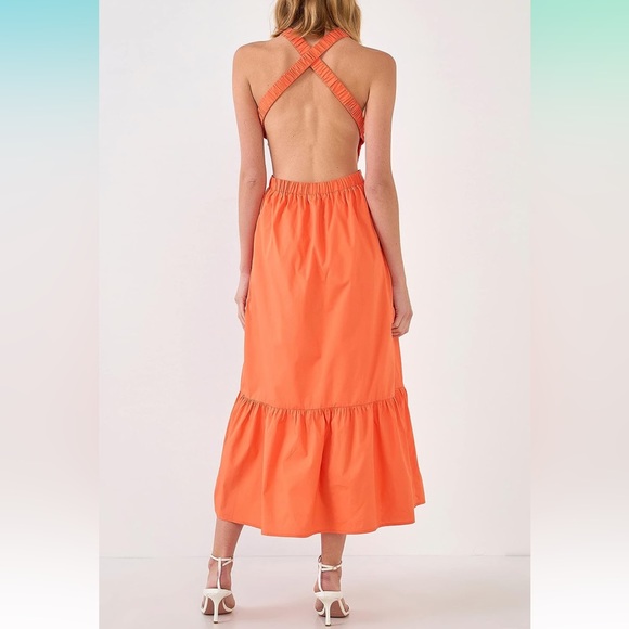 English Factory Orange Backless Strapless Maxi Dress - Picture 5 of 5